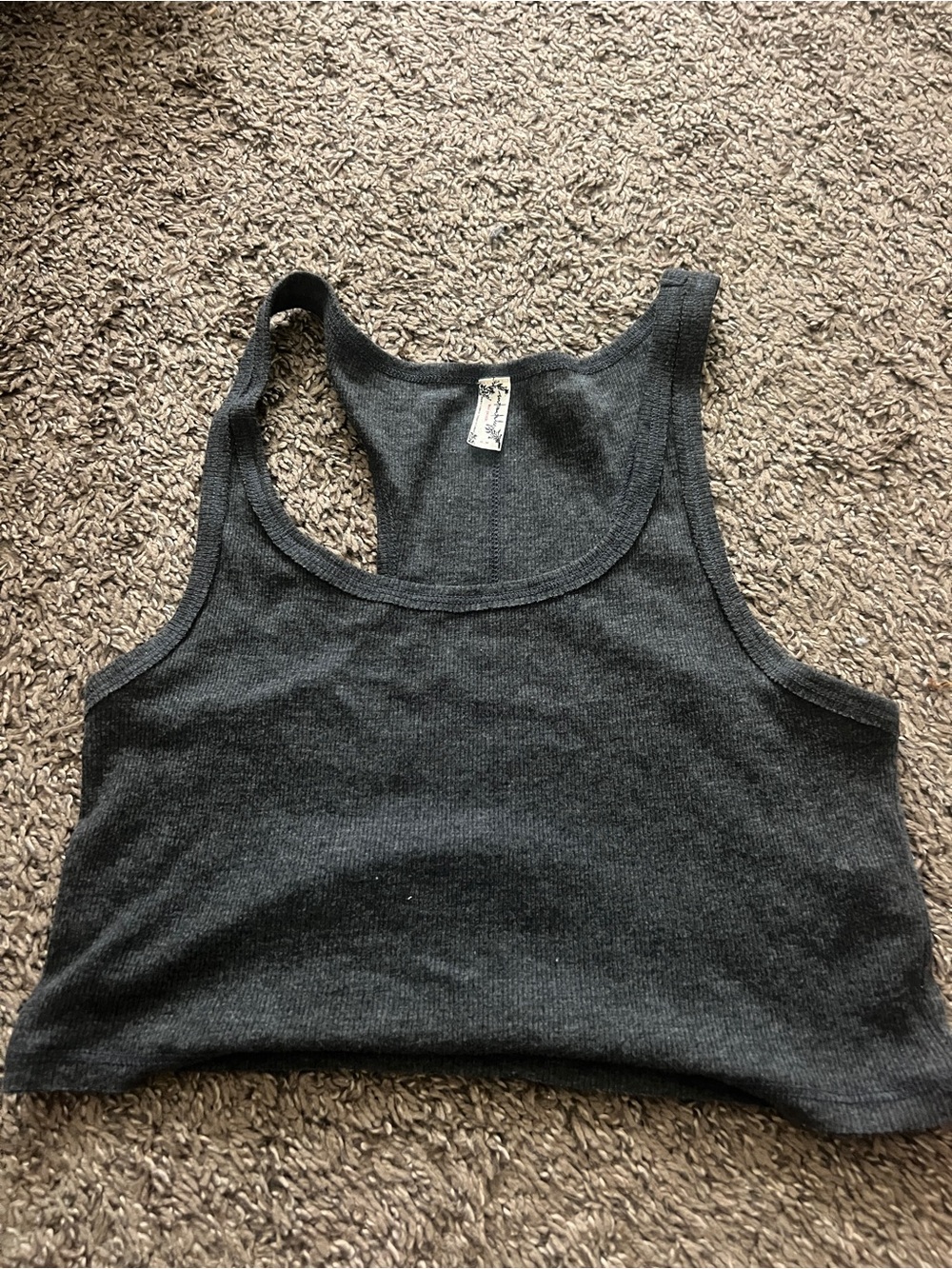 Women’s Free People Charcoal Gray Ribbed  Crop Tank Top